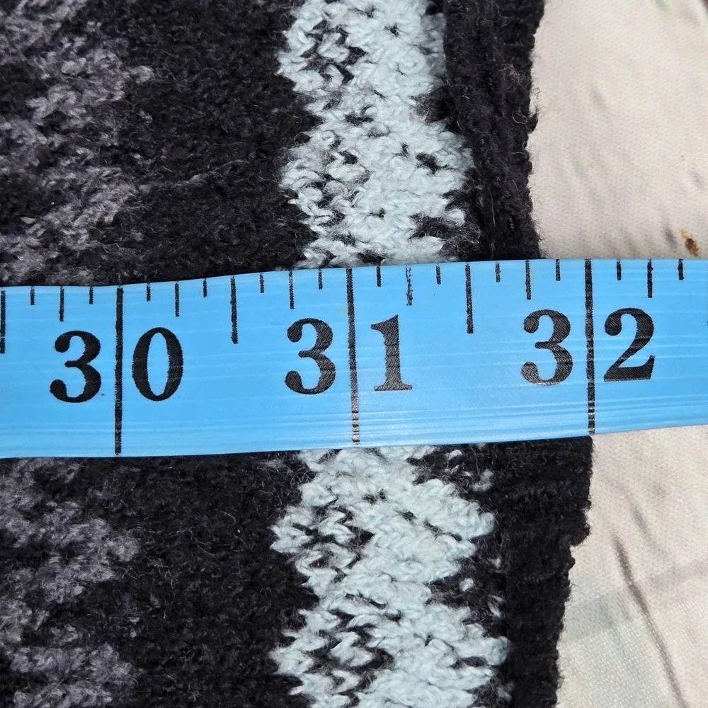 Free People Black Blue Gray Striped Long Sleeve Fitted Mini Sweater Dress Size S